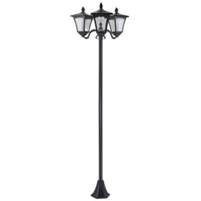 Lampadaire de jardin luminaire extérieur solaire LED 3 têtes 120 Lm dim. 51,5L x 47l x 182,5H cm acier inox. plastique noir