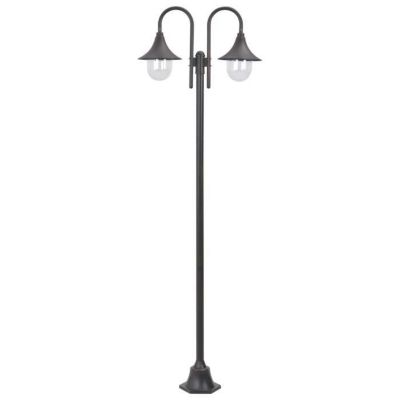 Lampadaire de jardin - vidaXL - 220 cm - Aluminium - 2 lanternes - Bronze