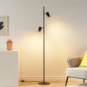 Lampadaire design noir double spots orientables - Elya