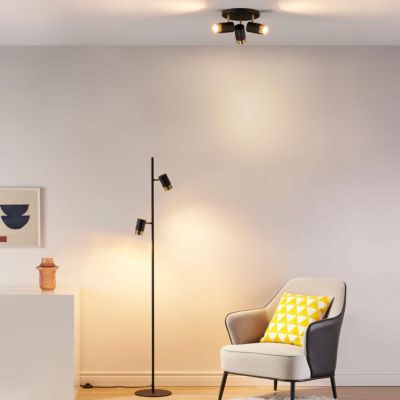 Lampadaire design noir double spots orientables - Elya