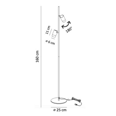 Lampadaire design noir double spots orientables - Elya