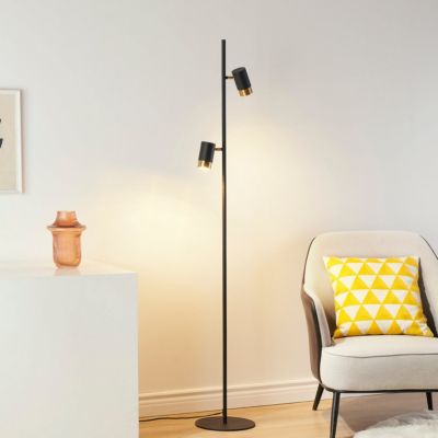 Lampadaire design noir double spots orientables - Elya