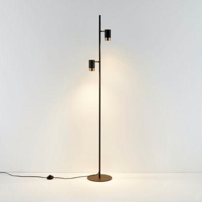 Lampadaire design noir double spots orientables - Elya