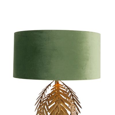 Abat-jour Tambour En Velours Vert Forêt - Doublure Dorée - Diamètre 20 Cm, Hauteur 15 Cm - Compatible Culots E27, E14, B22 - 7