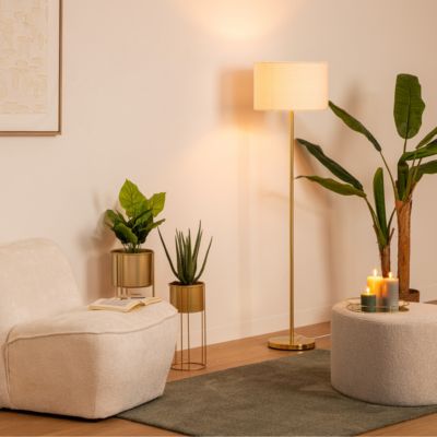 Lampadaire droit  Tina bouclette pied doré H150cm - Atmosphera Créateur d'intérieur