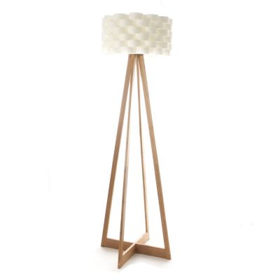 Lampadaire en bambou - E27 - 60 W - H. 150 cm - Blanc