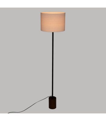 Lampadaire en Bois et abat-jour en Coton D 35 x H 147 cm