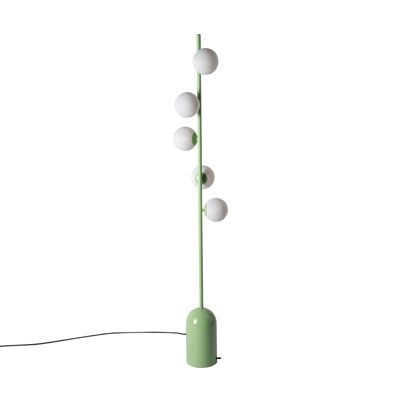 Lampadaire en métal au design nordique moderne, orné de 5 sphères 3D, douille G9, ampoule LED 9W max. vert