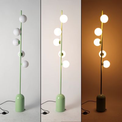 Lampadaire en métal au design nordique moderne, orné de 5 sphères 3D, douille G9, ampoule LED 9W max. vert