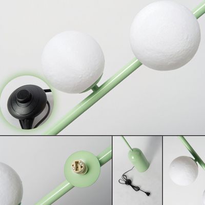 Lampadaire en métal au design nordique moderne, orné de 5 sphères 3D, douille G9, ampoule LED 9W max. vert