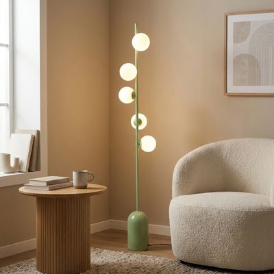 Lampadaire en métal au design nordique moderne, orné de 5 sphères 3D, douille G9, ampoule LED 9W max. vert
