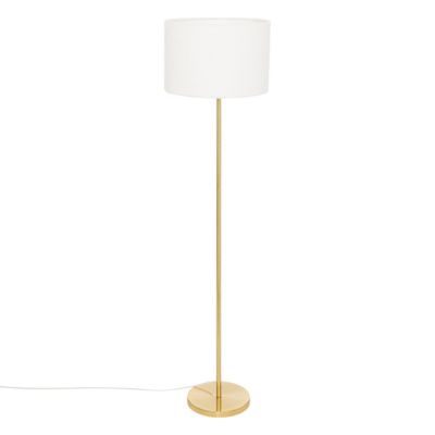 Lampadaire en métal Doré et abat-jour en Bouclettes Blanches H 150 cm