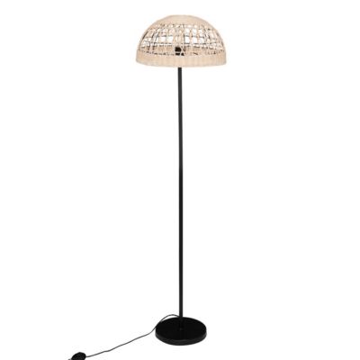 Lampadaire en métal Noir et abat-jour en Rotin H 150.5 cm