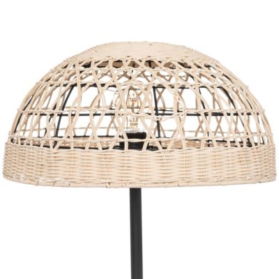 Lampadaire en métal Noir et abat-jour en Rotin H 150.5 cm