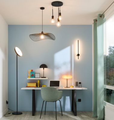 Lampadaire en métal noir mat LED intégrée 2500lm dimmable 35W ⌀30xH.181cm, Goodhome Songor