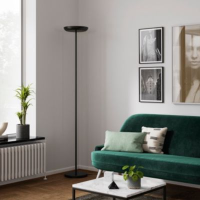 Lampadaire en métal noir mat LED intégrée 2500lm dimmable 35W ⌀30xH.181cm, Goodhome Songor