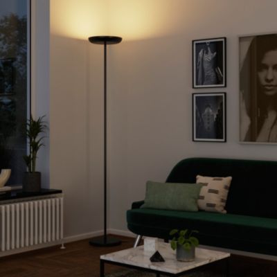 Lampadaire en métal noir mat LED intégrée 2500lm dimmable 35W ⌀30xH.181cm, Goodhome Songor