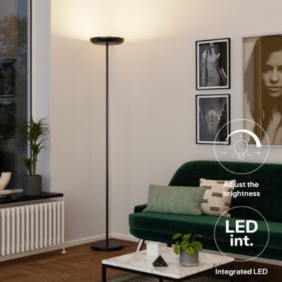Lampadaire en métal noir mat LED intégrée 2500lm dimmable 35W ⌀30xH.181cm, Goodhome Songor