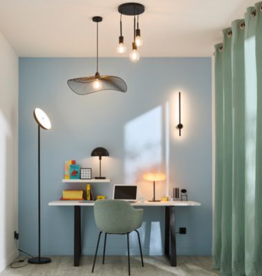 Lampadaire en métal noir mat LED intégrée 2500lm dimmable 35W ⌀30xH.181cm, Goodhome Songor