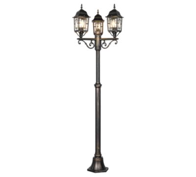 Lampadaire extérieur 3 lampes culot E27 fonte d'aluminium rouille antique - Trio - Volturno