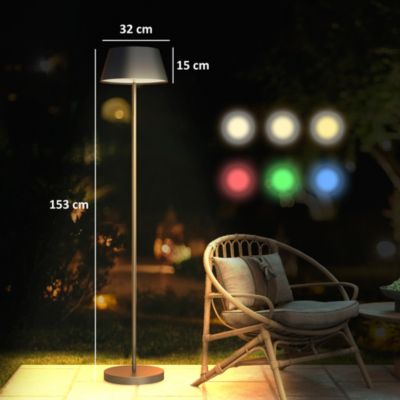 Lampadaire extérieur solaire LED sans fil rechargeable USB réglable alu ABS noir