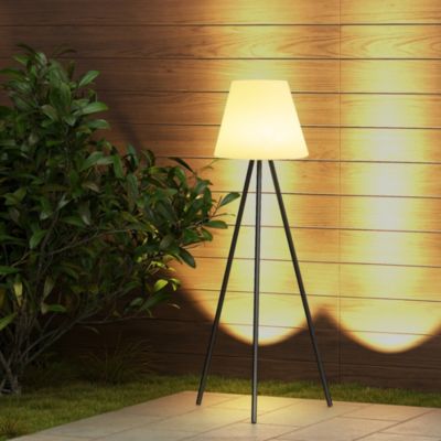 Lampadaire extérieur solaire LED trepied sans fil rechargeable USB réglable alu noir PE blanc