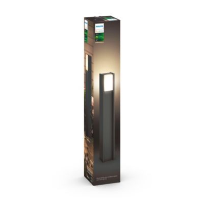 Lampadaire extérieur Turaco Philips Hue E27 H.81,5x 14,6 cm IP44 806lm noir