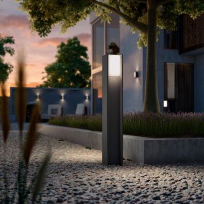 Lampadaire extérieur Turaco Philips Hue E27 H.81,5x 14,6 cm IP44 806lm noir