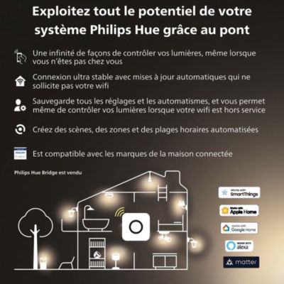 Lampadaire extérieur Turaco Philips Hue E27 H.81,5x 14,6 cm IP44 806lm noir