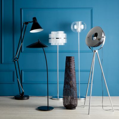 Lampadaire Harchies GoodHome E27 noir mat
