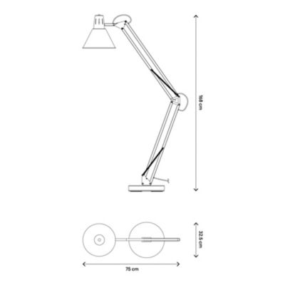 Lampadaire Harchies GoodHome E27 noir mat