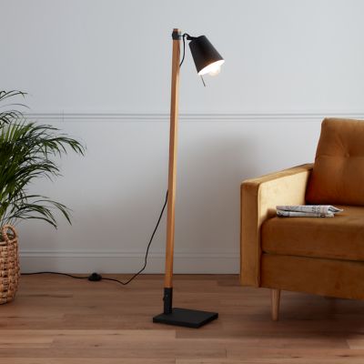 Lampadaire incandescent Menonry GoodHome E27 noir mat