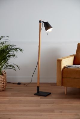 Lampadaire incandescent Menonry GoodHome E27 noir mat