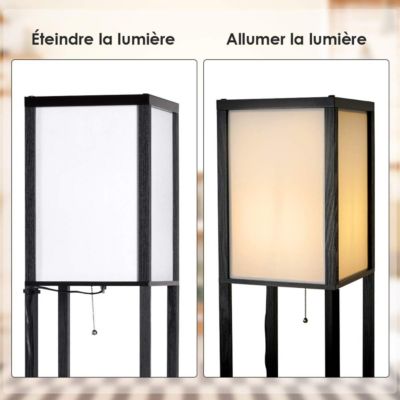 Lampadaire Interieur avec Tablettes de Rangement a 3 Niveaux Lampe sur Pied Abat jour en Tissu Ampoule E27 60W NON Inclue