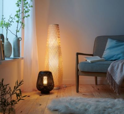 Lampadaire Kasungu E27 60w IP20 ø28 x h. 95,5 cm GoodHome coloris naturel