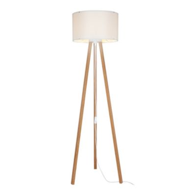 Lampadaire Keynes trépied hauteur 136 cm E27 bambou crème lux.pro