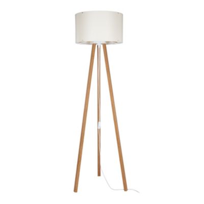 Lampadaire Keynes trépied hauteur 136 cm E27 bambou crème lux.pro