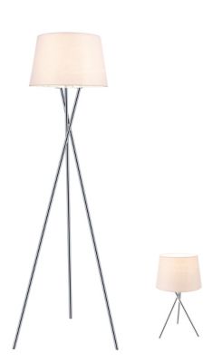 Lampadaire + lampe à poser Gooban E14/E27 IP20 argent