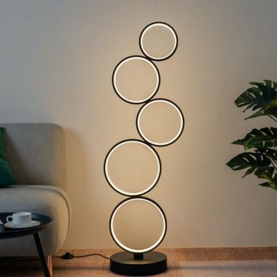 Lampadaire LED cercles superposés en métal noir - Newton