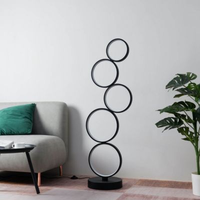 Lampadaire LED cercles superposés en métal noir - Newton