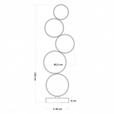 Lampadaire LED cercles superposés en métal noir - Newton
