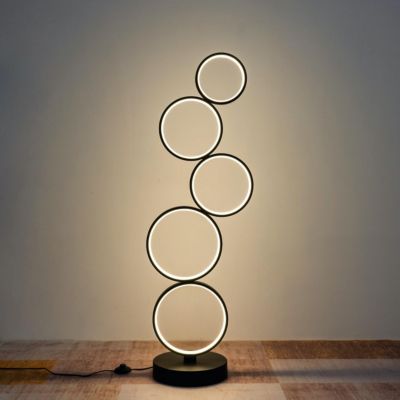 Lampadaire LED cercles superposés en métal noir - Newton