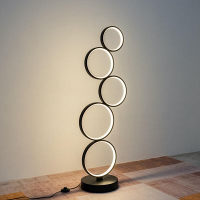 Lampadaire LED cercles superposés en métal noir - Newton