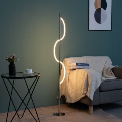 Lampadaire LED chrome design ondule - Savona