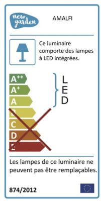 Lampadaire LED intégrée Amalfi Dimmable IP54 ø49x148cm Battery New Garden
