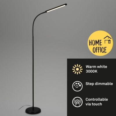 Lampadaire LED orientable avec variateur tactile  IP20  1265x210x660mm  3.000K  65W / 600lm  noir  mémoire incluse