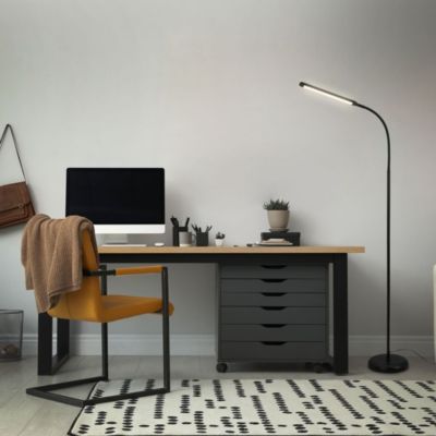 Lampadaire LED orientable avec variateur tactile  IP20  1265x210x660mm  3.000K  65W / 600lm  noir  mémoire incluse