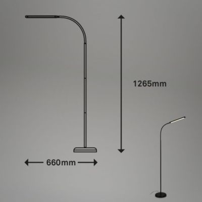 Lampadaire LED orientable avec variateur tactile  IP20  1265x210x660mm  3.000K  65W / 600lm  noir  mémoire incluse