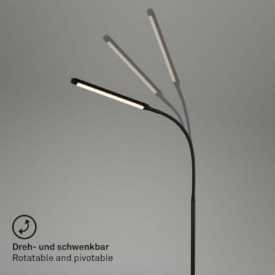 Lampadaire LED orientable avec variateur tactile  IP20  1265x210x660mm  3.000K  65W / 600lm  noir  mémoire incluse