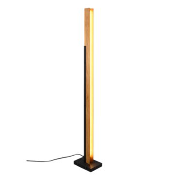 Lampadaire LED tactile dimmable bois naturel/noir mat 16W 3000K 1950lm - Trio - Kerala